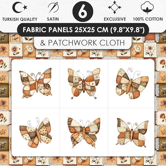 Cotton Patchwork Quilting Fabric Panel – 155×100 cm, 100% Cotton, Made in Türkiye (PRT_KUP 01-001) (Kup 01-031, Fabric Panel 53x155cm)