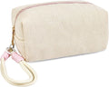 STARDW Portable Striped Makeup Bag with Wrist Strap,Toiletry Bag for Women, Small Cosmetic Bag for Purse, Cute Zipper Makeup Pouch, Purse Organizer Pouches
