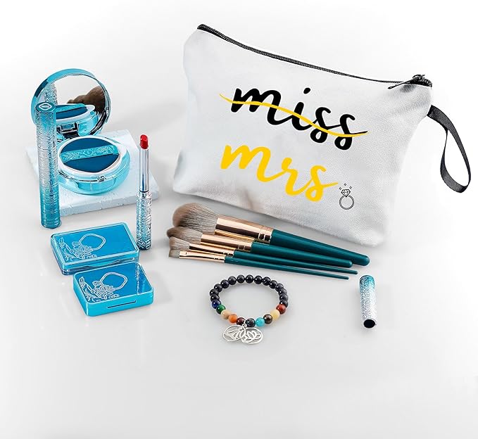 ARIOSEY Wedding Engagement Bachelorette Wedding Registry Gifts for Bride Daughter Mrs Makeup Bag Bachelorette Party Bride Make Up Pouch Gifts for Newly Engaged Couples