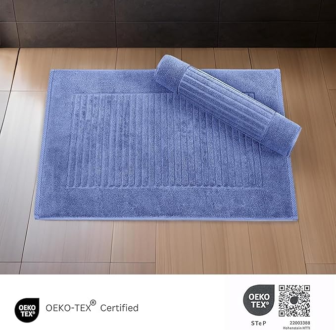 Classic Turkish Towels CTT - 2 Piece Bathroom Rugs Set, 100% Cotton Bath Mats, Comfy & Highly Absorbent Bathroom Floor Mats, Machine Washable | 20"x32" (Royal Blue)