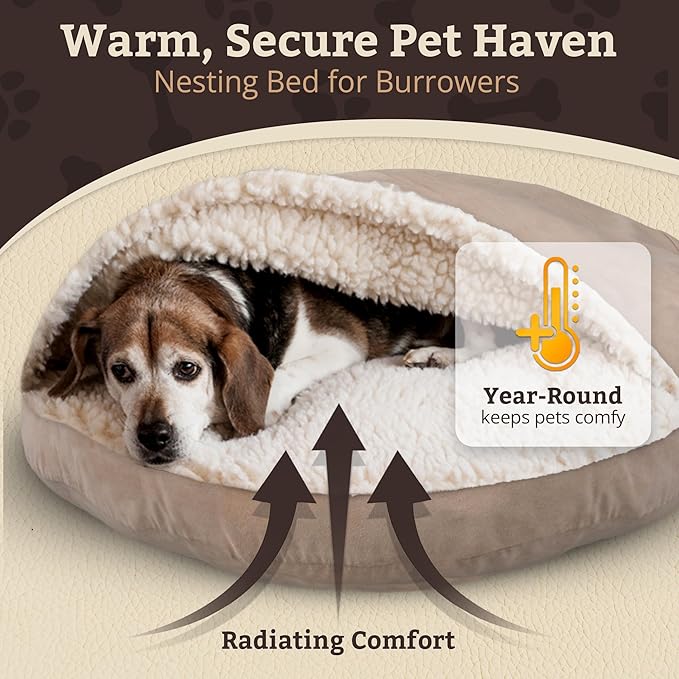Snoozer Luxury Microsuede Cozy Cave Pet Bed, Small, Buckskin