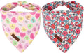 Lionet Paws Valentine's 2pcs Dog Bandanas, Red Floral Dog Scarf Bib Premium Fabric, Happy Valentine Heart Bandanas for Small Medium Dogs Pets