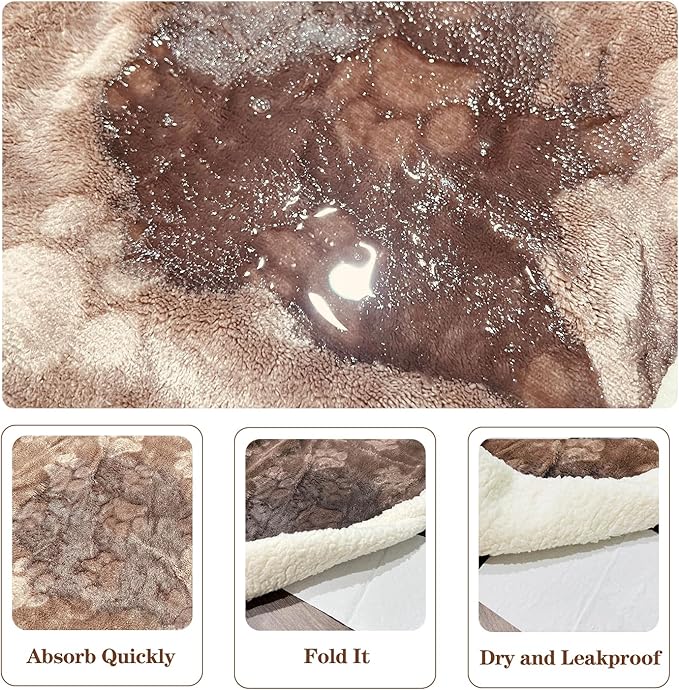 Qeils Waterproof Blanket for Bed Intimacy, Dog Blankets for Large Dogs, Waterproof Cat Blanket Washable, Soft Sherpa Fleece Puppy Blanket, Reversible Throw Protector for Couch Car, 50"X60", Taupe