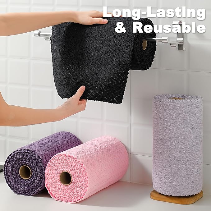 Tigona 80 Pack Microfiber Cleaning Cloth Roll Reusable Paper Towels 12"x12" Tear Away Cloth,Absorbent Dish Rags for House Kitchen,Wash Cloths,Lint Free Rags for Window Cars Cleaning Supplies