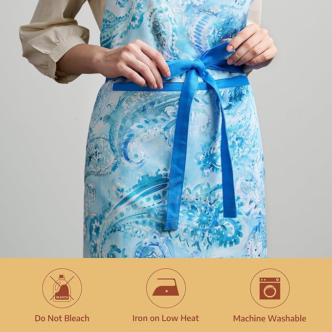 Maison d' Hermine 100% Cotton Apron for women with Pocket Kitchen Chef Apron for Men Cooking Gardening Server Waitress