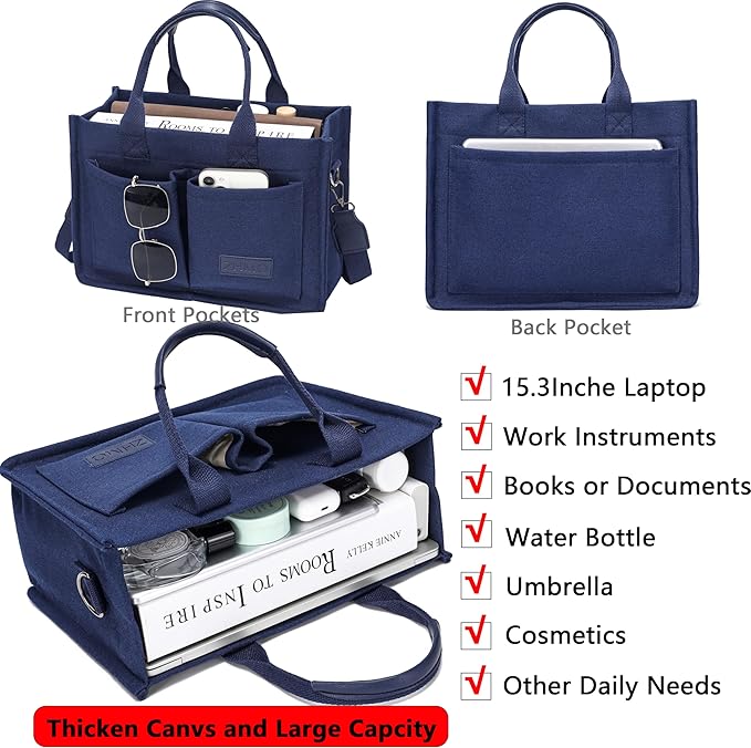 ZHMO Canvas Tote Bag for Women,Women's Bags Crossbody Bags Work Laptop Tote Bag Large Handbags Purse for Travel Nurse Teacher