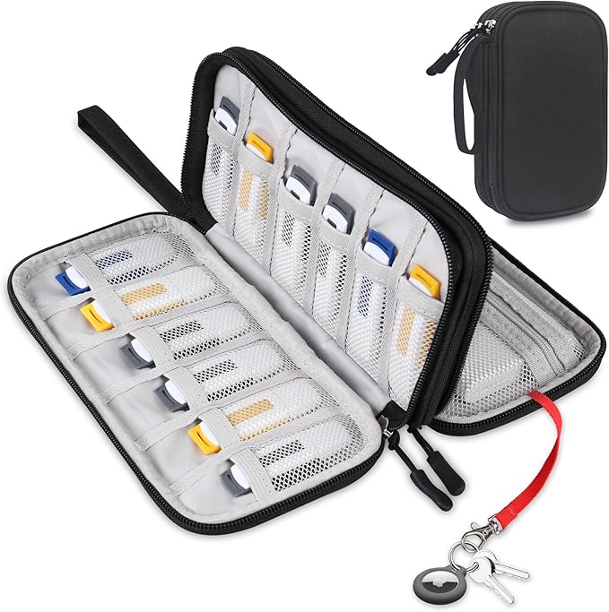 Lacdo USB Flash Drive Case Thumb Drive Holder Case Organizer Portable Electronic Accessories Storage Bag for SanDisk/SamData/Samsung USB Flash Drives Jump Drive Memory Stick, Cable, Medium Size-Black