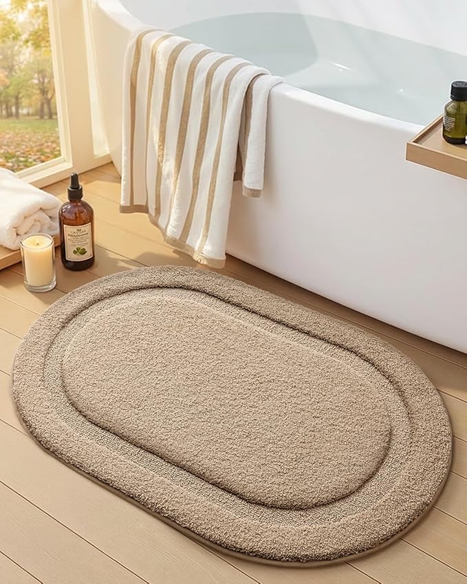 Color&Geometry Beige 24"x36" Small Bathroom Rugs, Non Slip, Absorbent, Soft, Washable Bath Rug, Thick Bath Mat, Bath Mats for Bathroom Floor, Shower, Sink, Vanity