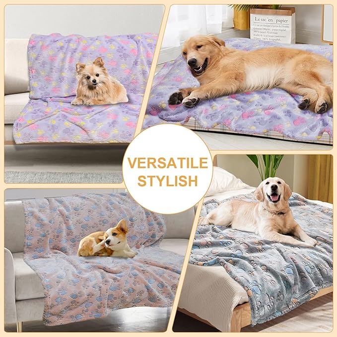 Gowyeg 1 Pack 3 Blankets for Dogs, Dog Blanket for Large & Medium Pet Cat, Premium Soft Fluffy Suitable for Sofas, Kennels & Beds, Gifts Puppy Essentials, 41x31inch, Brown/Purple/Coffee Brown