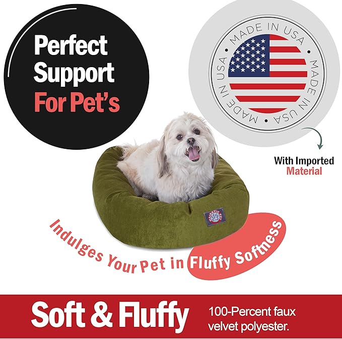 Majestic Pet Villa 24 Inch Shredded Memory Foam Dog Bed for Small Sized Dog 24x19x7 Inch–Orthopedic Pet Bed - Washable Small Puppy Mat with Head Support-Fern