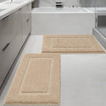 ZOESIOER Bathroom Rugs Sets 2 Piece, Ultra Absorbent Soft Bath Rug, Machine Washable Microfiber Non-Slip Bath Mat for Bathroom Floor, Tub, Toilet, Shower Room, Beige