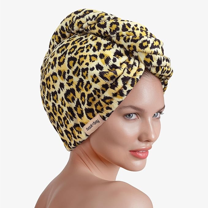Brook + Bay Microfiber Hair Towel Wrap - Quick-Dry Absorption & Microfiber Towel - Anti-Frizz Styling & Hair Plop Technique