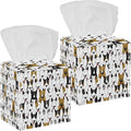 2 Pack Leather Tissue Box Cover – Colorful Bull Dogs Tissue Box Holder Decorative for Bathroom, Home Office Decor