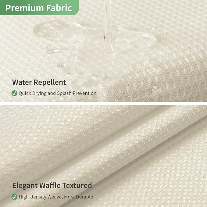 eachope Extra Long No Hook Shower Curtain with Snap-in Fabric Liner Set,Cream Waffle Weave Shower Curtains for Bathroom,Hotel Luxury Decor Bathroom Curtain Set,Waterproof & Washable,71Wx86H