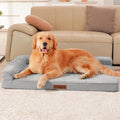 Rainmr Orthopedic Dog Beds for Large Dogs, Memory Foam Dog Beds Large Sized Dogs, Washable Removable Cover, Nonskid Bottom, Waterproof, for Indoor, Outdoor, Crate ＆ Car Use, 44x32x6 Inches, Light Grey