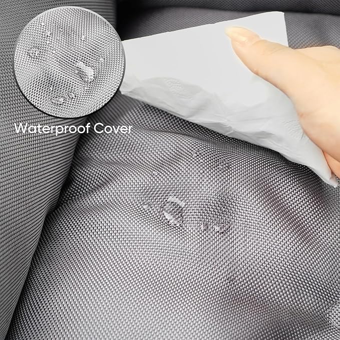 FuzzyTrek Waterproof Oxford Dog Bed, Foldable Crate Mat for Small Medium Dogs, Orthopedic Pet Cushion with PP Cotton, Chew Resistant, Anti-Slip Base, Indoor Outdoor Washable Portable Bed, Gery