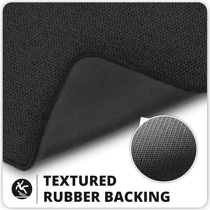 Bosap Bath Mat,Ultra Thin Bathroom Runner Rugs,Large Bath Mats for Bathroom,Quick Dry,Non-Slip,Machine Washable,Low Pile,Bath Rug,Shower Outside,Sink,Home Decor Accessories.Black,2'x3'(24x36inch)