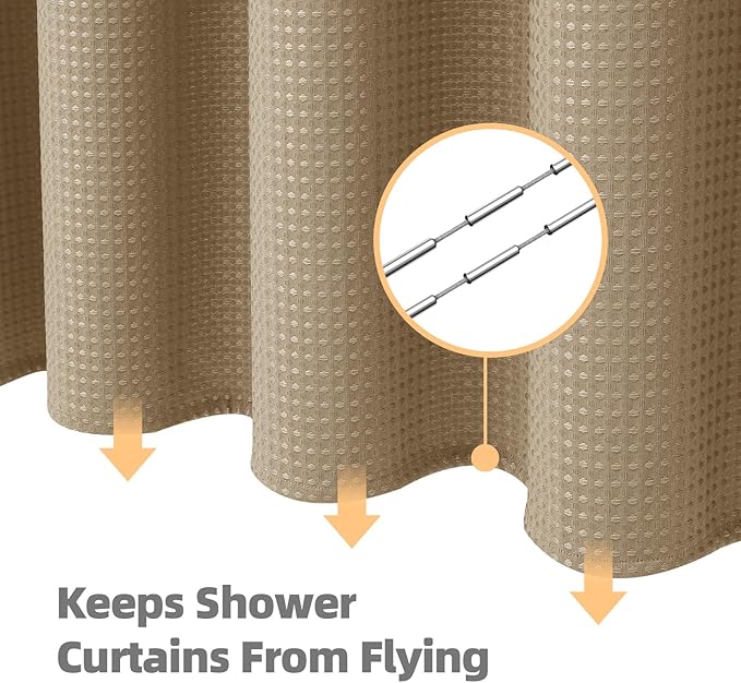 LaCyan 3 in 1 Waterproof Waffle Weave Shower Curtain and Clear Liner Set with 12 Stainless Steel Hooks Double Sided for Bathroom 72 Inches Heavy Duty Polyester Fabric Shower Curtains 72x84