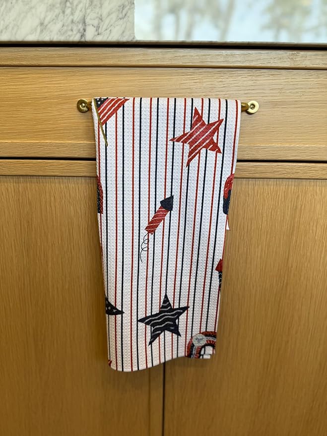 Desert Aqua 2 Pack|| Double Sided || Not Your Ordinary Kitchen Towels || Dish Towels || Quick Dry || Waffle Weave Microfiber || Designer Prints || Highly Absorbent || Hanging Hook (4th of July Navy)