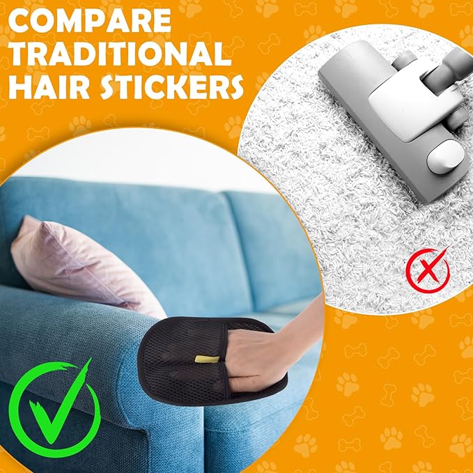 VARMDUKKE Pet Hair Removal Gloves for Cats and Dogs, Pet Hair Electrostatic Magic Brush Gloves, Efficient Pet Grooming Hair Remover Tools for Carpet, Couch, Laundry, Car Seat (1pcs, Black)