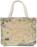 Xplorer Maps Canvas Tote Bag with Handles, Cloth Grocery Shopping Bag, Reusable & Eco-friendly Bag, 100% Cotton, Washable