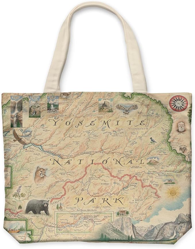 Xplorer Maps Canvas Tote Bag with Handles, Cloth Grocery Shopping Bag, Reusable & Eco-friendly Bag, 100% Cotton, Washable