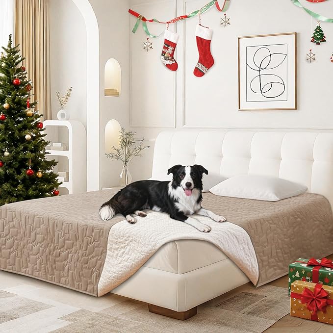 CYCMACO Waterproof Dog Bed Cover, Non-Slip Dog Blanket for Couch, Couch Covers for Dogs Washable, Pet Blanket for Furniture, Pet Bed Mat for Sofa, Car, Pet Supplies (40x50 Inch, Khaki)