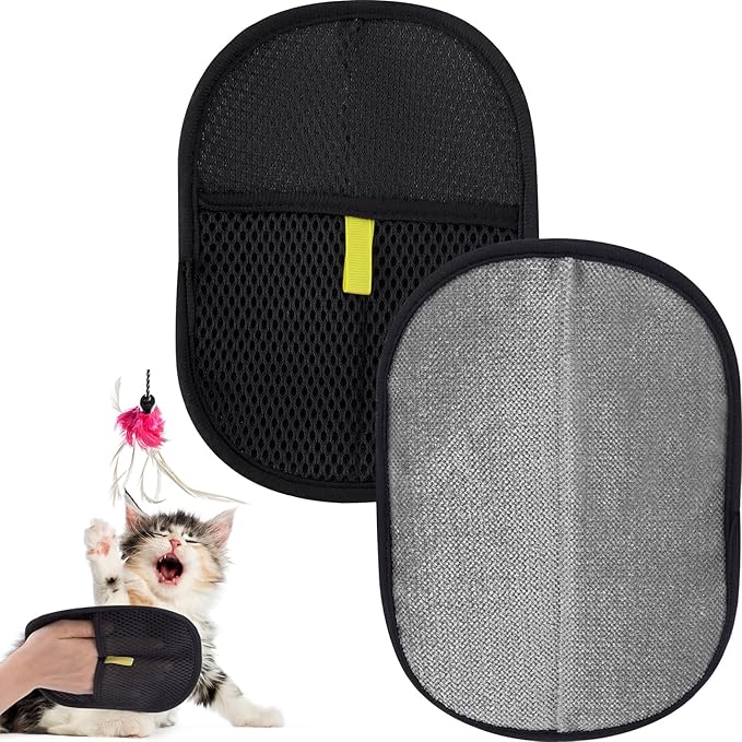 VARMDUKKE Pet Hair Removal Gloves for Cats and Dogs, Pet Hair Electrostatic Magic Brush Gloves, Efficient Pet Grooming Hair Remover Tools for Carpet, Couch, Laundry, Car Seat (2pcs, Black)