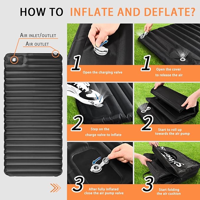 Sixheels Truck Dog Seat Cover Back Seat Protector, Large Space Backseat Extender with Soft Inflatable Cushion Comfortable Dog Hammock, Waterproof Dogs Bed Rear Travel Accessories for Truck