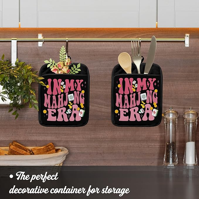 Mahjong Gifts Pot Holders for Kitchen，Mahjong Gifts for Women，Funny Oven Mitts,Cute Pot Holders,Funny Kitchen Decor,Potholder(Color-04)