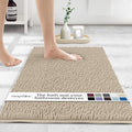 MAYSHINE Plush Shaggy Chenille Bath Mat | Extra Soft, Super Absorbent, Non-Slip Bathroom Rug | Fluffy Microfiber, Area Rug Sets for Bathroom Floor, Kitchen, Living Room | 39"x24" | Beige