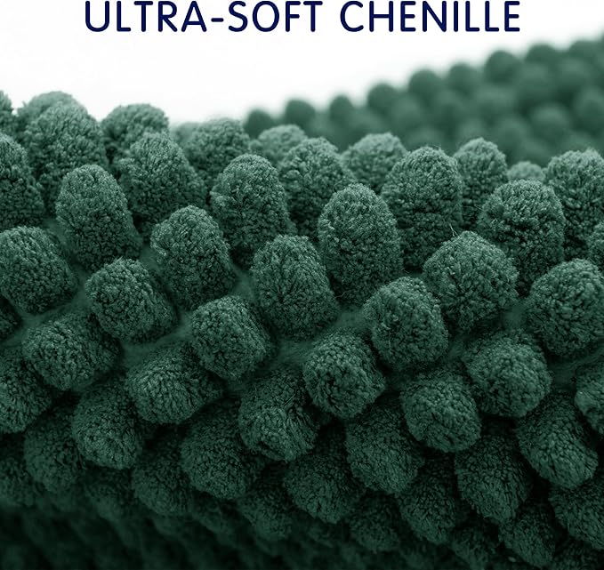 SUBRTEX Bathroom Rugs Chenille Bath Rug Soft Short Plush Bath Mat Soft Shower Mat Water Absorbent Shower Mat Quick Dry Machine Washable(Celadon,16" x 24")