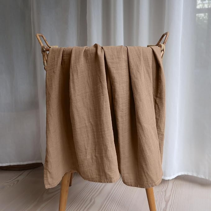 Huxie Swaddle - 100% Organic Cotton - Muslin Swaddle Blankets for Newborn, 47" x 47" (Natural)