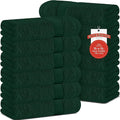 RIVERSIDE 12 Pack Premium 100% Cotton Face Wash Cloths, 12 x 12 Inches, Soft & Absorbent Face Towels for Bathroom Wash Clothes, 550 GSM, Luxury WashCloths for Showering, Body, Spa & Gym, Hunter Green