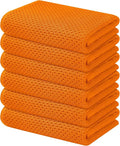 Kitinjoy 100% Cotton Waffle Weave Kitchen Towels, 6-Pack Super Soft and Absorbent Dish Towels for Drying Dishes, Kitchen Hand Towels, 13 in x 28 in, Orange