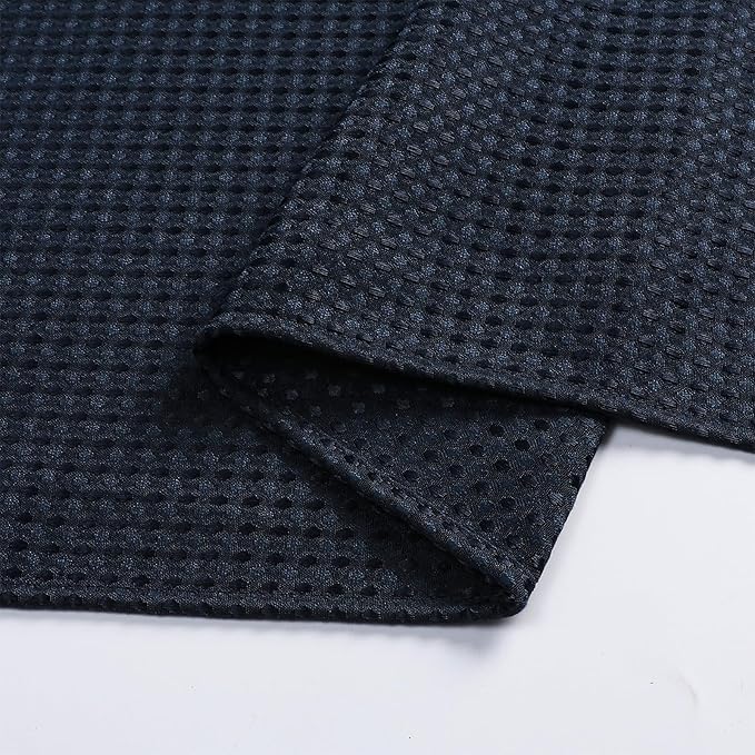 meioro Navy Blue Shower Curtain, Waffle Weave 256GSM Heavy Duty Textured Fabric Shower Curtains for Bathroom Hotel Spa, Luxury Weighted Polyester Cloth Bath Curtain Set with 12 Hooks, 72Wx84H