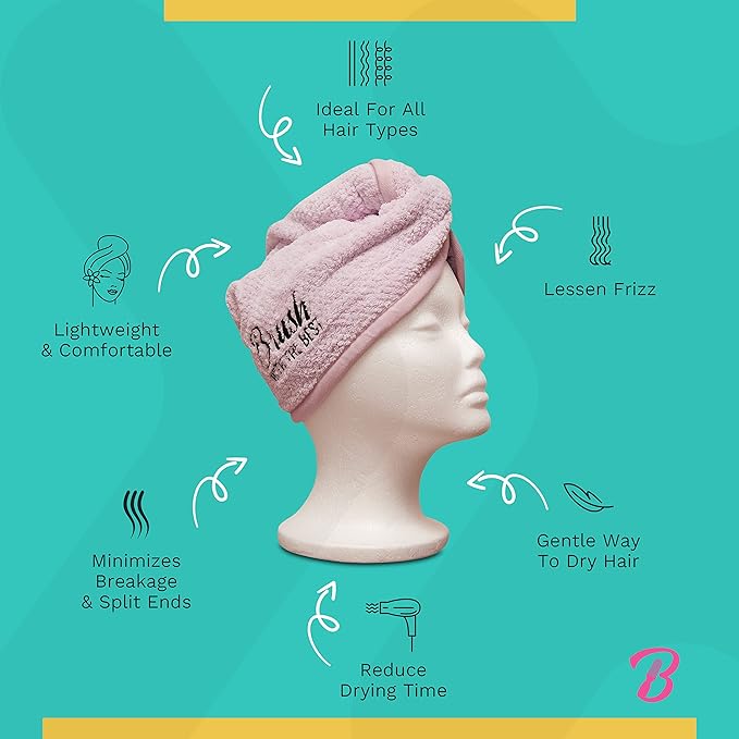 Felicia Leatherwood Microfiber Hair Towel Wrap - Quick Drying, Anti Frizz & Gentle on Hair - Easy to Use, Saves Time, Lightweight & Compact - for Curly, Long & Thick Hair - Men & Women - Lavender