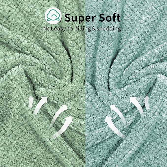 my novel things 2 Pack Extra Large Microfiber Hair Towel Wrap, 37.4" x 26.4" for Women, Super Absorbent & Quick Dry Hair Towel with Elastic Strap for Curly Hair Green
