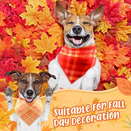 Abbylike 50 Pcs Thanksgiving Dog Bandanas Bulk Plaid Bandanas for Dogs Triangle Kerchief Bib Scarf for Pets Fall Costume Photo Props Accessories Pet Shops Groomers, 25 Styles (25.6 x 17.7 x 17.7)