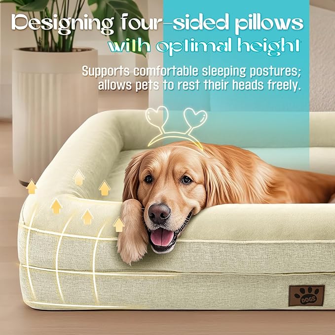 TaiBest Waterproof Memory Foam Dog Beds for Small Dogs Non-Slip Orthopedic Dog Beds Washable Couch Pet Bed with Removable Cover (Beige, Small)