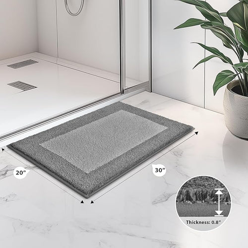 anllugs Bathroom Rugs 20" x 30", Non-Slip Extra Soft Absorbent Bath Rugs, Machine Washable Quick Dry Bath Mats for Bathroom Floor, Shower, Bathtub and Sink, Grey & Dark Grey