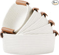 ECDYQXVU 5 Piece Storage Baskets Small Woven Basket with Detachable Leather Handle, Cotton Rope Shelf Baskets for Closet Organizers, Different Sizes Basket Decor, White