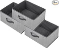 EITMOW Storage Baskets, 15.7 Inch Woven Fabric Bins, Storage Cubes with Reinforced Handles, Organizer Bins for Closet Shelves, Foldable, for Toys, Clothes, Natural Beige (3PCS/Grey-15.7*11*7.8inch)