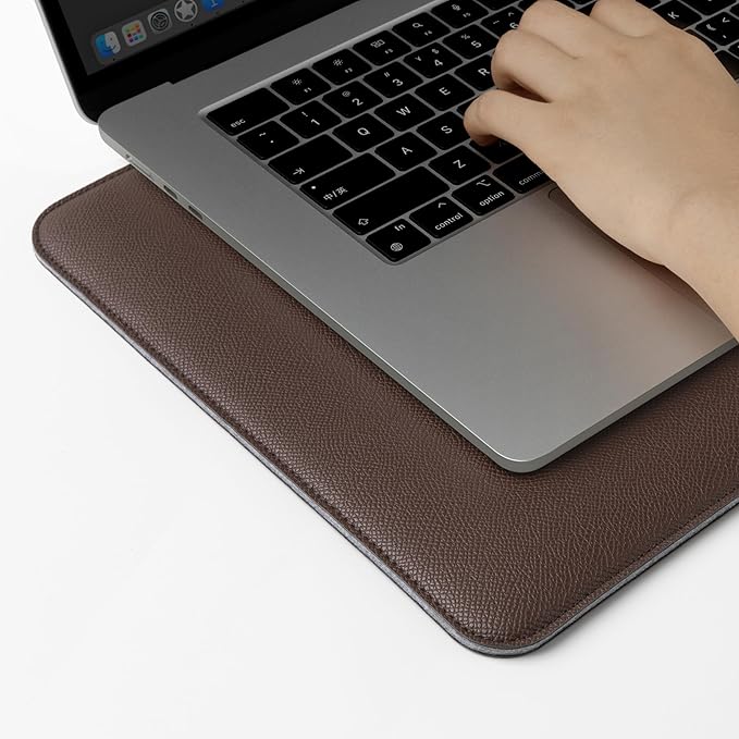 Comfyable Laptop Sleeve 13 Inch Precisely Compatible with MacBook Air M4 2025-2018 & MacBook Pro M2 2022 M1 2020-2016, Faux Leather Cover Case, Coffee