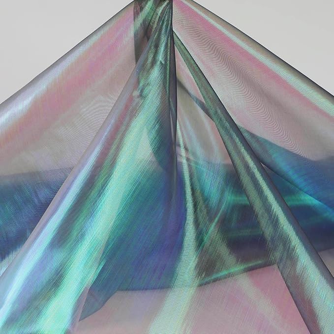 Sheer Iridescent Organza Fabric 58 Inches Wide - 10 Yards Precut - Shinny Wedding Party Decor Fairy Costume Voile Doll Clothes Sewing - Blackish Green