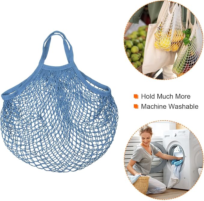 MECCANIXITY Cotton Mesh Bag Reusable Washable Mesh Net String Grocery Bags Organizer for Fruits Vegetables Shopping