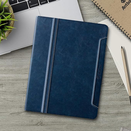 Antbox for iPad Pro 13 Inch Case M5 2025/M4 2024, Built-in Pencil Holder, Supports Pencil Pro/(USB-C), Auto Sleep/Wake, PU Leather (Blue)