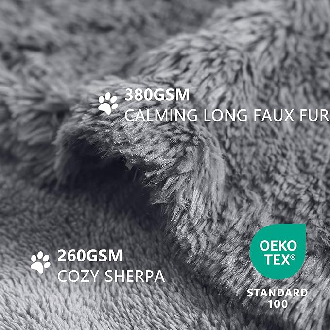 gogobunny Waterproof Dog Blanket for Large Dogs, Cats, Puppy, Reversible Faux Fur Pet Throw Blanket, Washable, Calming Furniture Protection for Sofa Bed (50x60 Inch (Pack of 1), Light Grey)