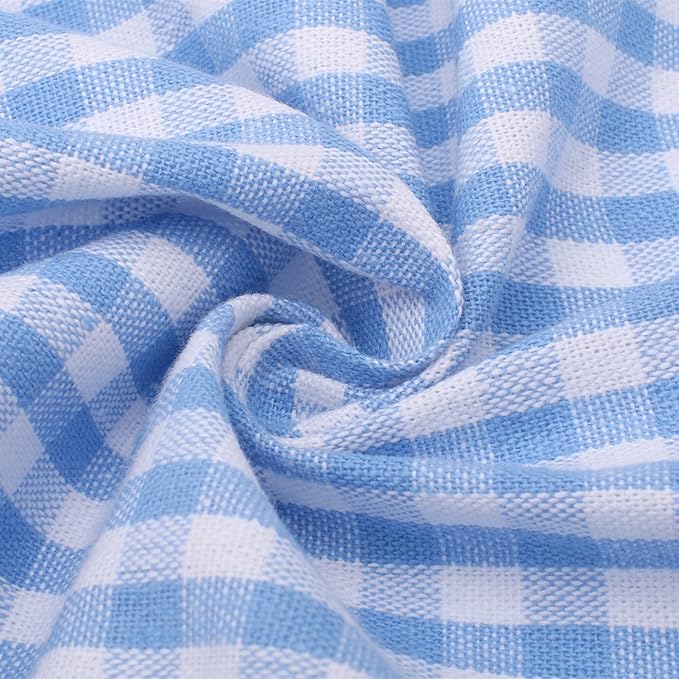 Vintage Gingham Kitchen Aprons Chef Bib Canvas Aprons Christmas Holiday Home Decorative 100% Pure Cotton Aprons in Large Size with Pockets Adjustable Neck Strap Long Ties Aprons(Blue)