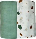 Leyl&Ari Muslin Swaddle Baby Blanket | 100% Organic Cotton Recieving Wrap (47"X47", Sage Set)